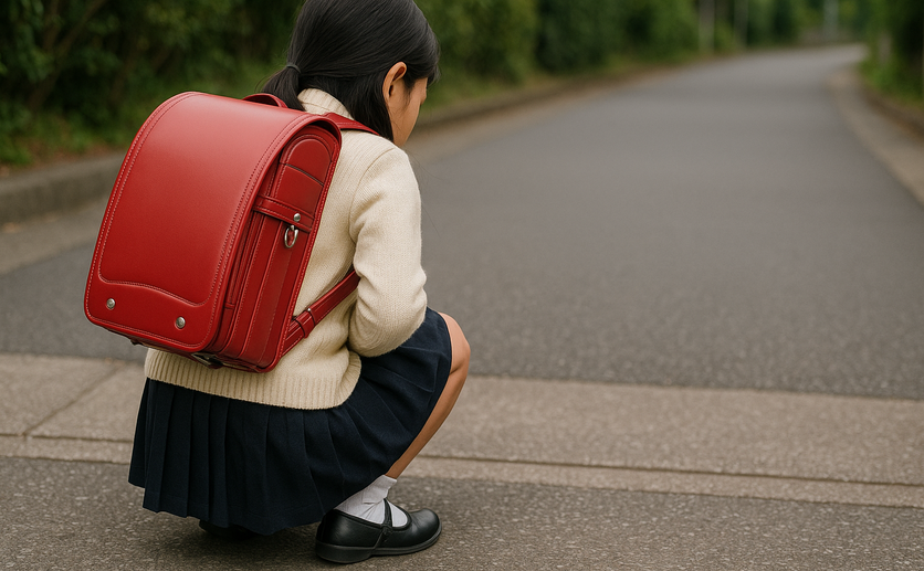 うずくまる小学生