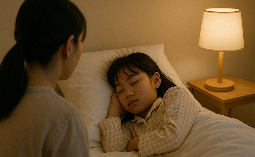 ベッドで寝る女の子