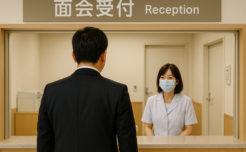 病院の面会に来た男性