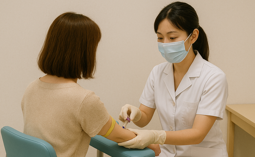 血液検査を受ける女性