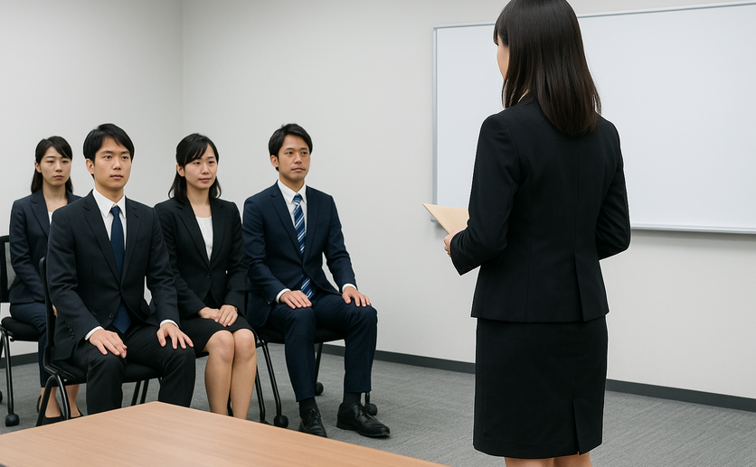 退職の挨拶をする女性