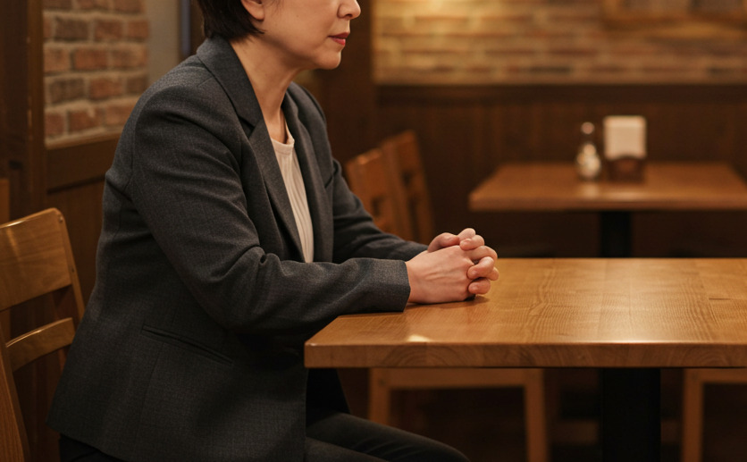 友人と会話する女性