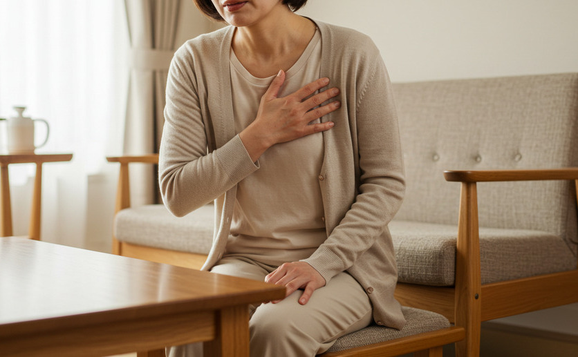 心臓を抑える女性