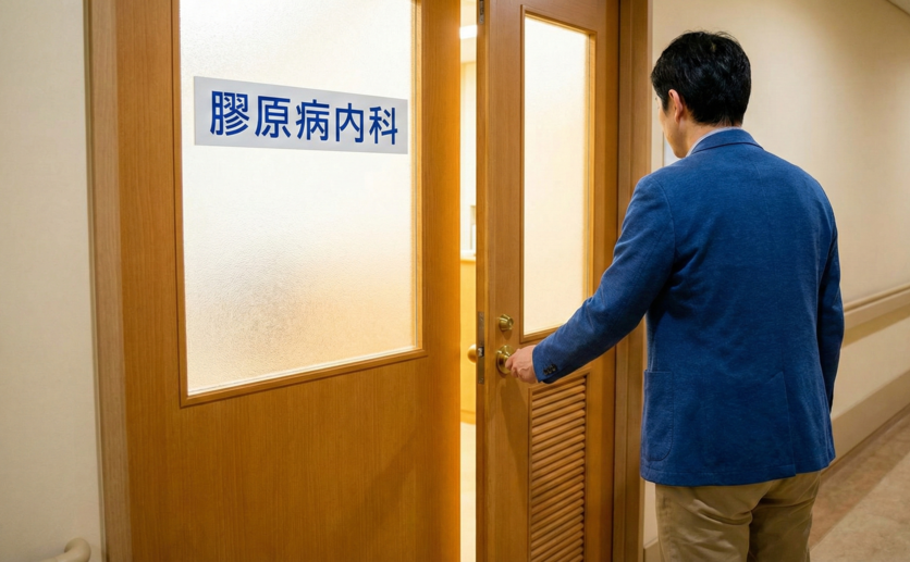 膠原病内科を受診する男性